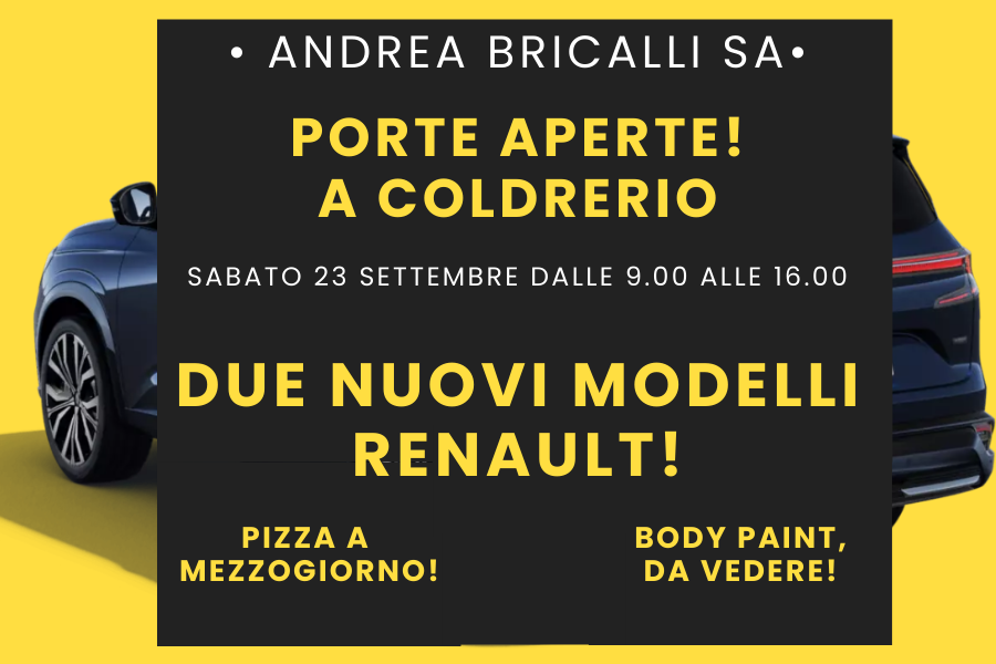 Grande evento al Garage Andrea Bricalli! Porte Aperte sabato con 2 nuovi modelli e tanto altro, leggi!